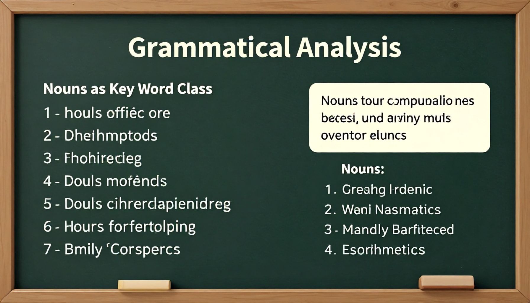 Grammatical Analysis Highlights Nouns as Key Word Class